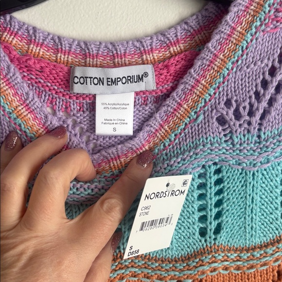 Cotton Emporium |NWT Colorful Knit Jumper Top SZ s - Picture 6 of 8